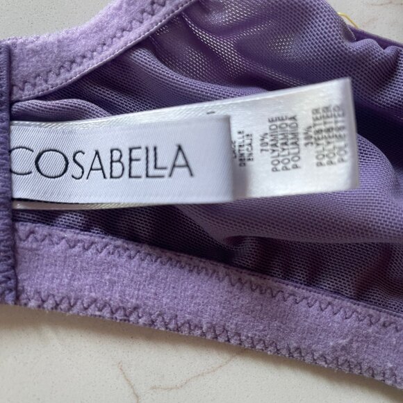 Cosabella Abri Curvy Tall Triangle 34DD Bra Purple Floral Bralette Lingerie - Picture 3 of 6
